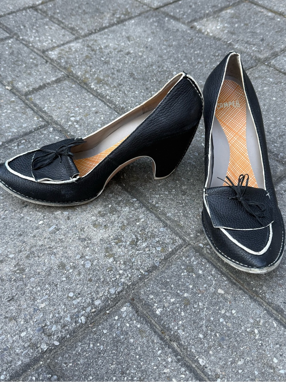 Camper Black Women’s Heels with Contrast Trim